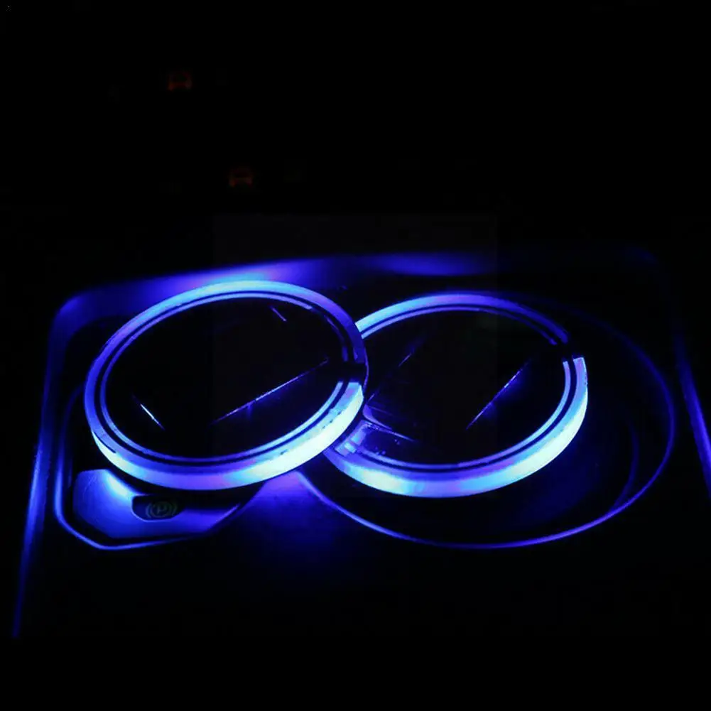 

Solar Powered Led Car Cup Holder Mat Pad Drink Bottle And With Vibration Car Sensor Interior Light Coaster Decoration K9h1