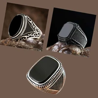 2021 new retro shaped geometric oval black glossy mens ring for anniversary party wedding male rings jewelry accessories 6 14