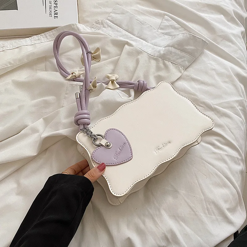 Sweet Bowknot Handbags 2023 New Fashion Single Shoulder Bag High-quality Leather Square Pack Purses For Women Y120