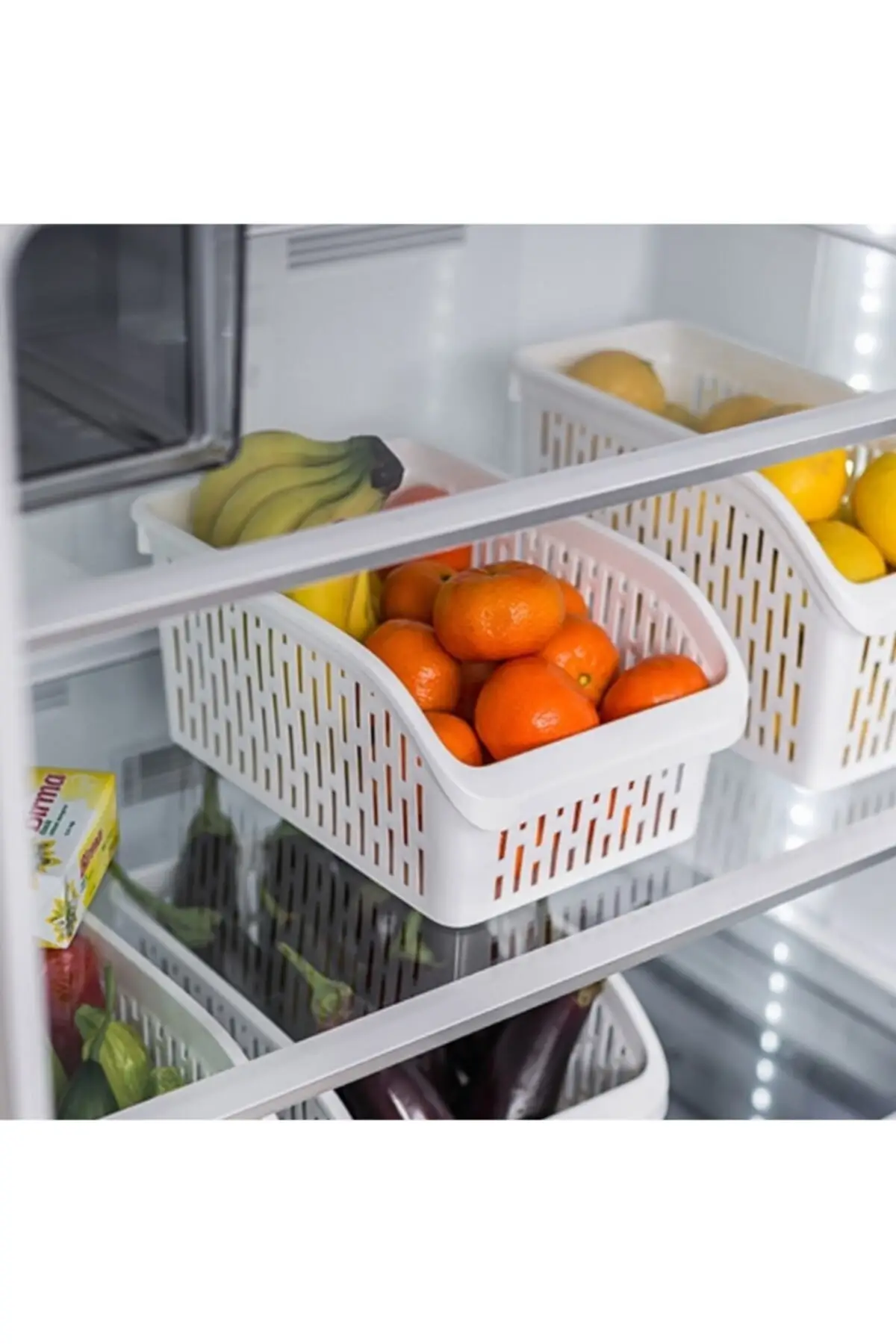 

Kitchen Refrigerator Fridge Organizer Big Basket Transparent White Plastic Storage Box Retractable Drawer Saver 2 3 4 or 5 PCS