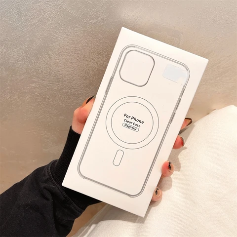 Оригинальный Роскошный чехол Magsafe для беспроводной зарядки для iPhone 15 14 13 12 11 Pro Max Plus Mini, магнитный прозрачный чехол-бампер