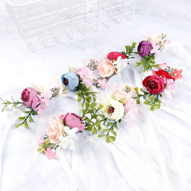 Свадебный браслет с цветами для невесты и жениха