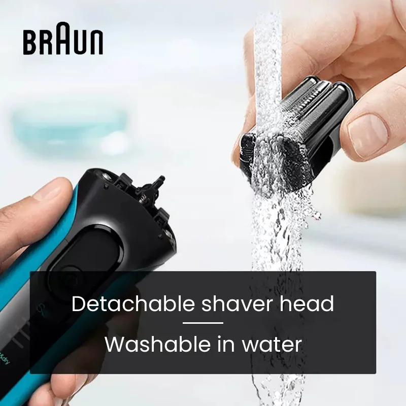 Фото Мужская электробритва Braun 3040S, перезаряжаемая электробритва, плавающее три лезвия, лезвие из нержавеющей стали для сухого и влажного бритья №2