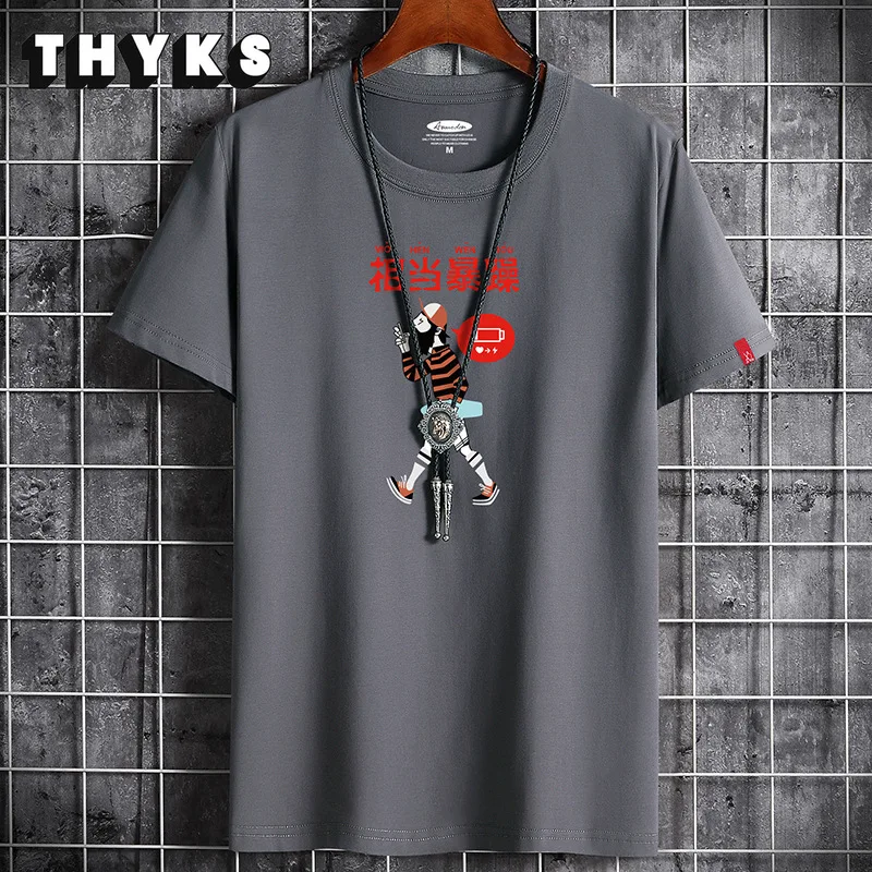 

Футболка мужская оверсайз с рисунком, винтажная тенниска в стиле хип-хоп с принтом Аниме Манга, графическая одежда в готическом стиле для па...