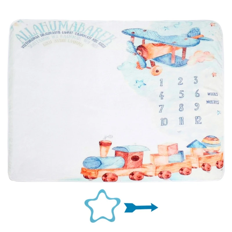 

Q81A 1 компл. Новорожденных ежемесячная запись рост этапа одеяло реквизит для фотосъемки новорожденных аксессуары креативная мультяшная печать ткань