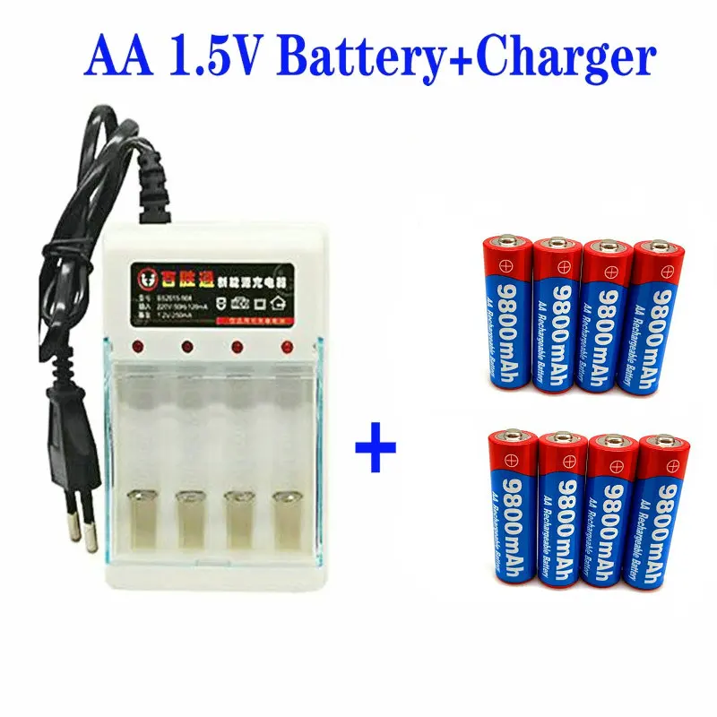 

4-16pcs New Tag AA Battery 9800 Mah Rechargeable Battery AA 1.5 V Rechargeable New Alcalinas Drummey + Free Delivery