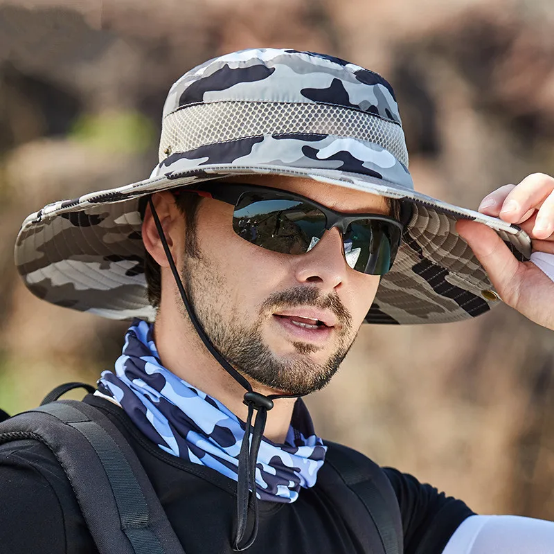 

Панама мужская летняя воздухопроницаемая, шляпа от солнца, для рыбалки, скалолазания, 2022