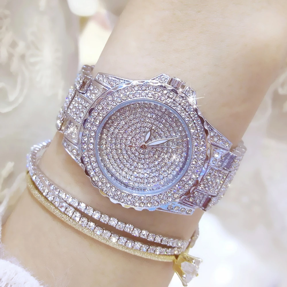 Women Watches Luxury High Quality Gold Full Diamond Ladies Watch Bracelet Quartz Wristwatches Crystal Rhinestone Female Clock
