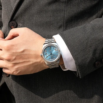 CADISEN C8185 ICE-BLUE Dial Sapphire Glass Watches Men Japan MIYOTA-8285 Movt Men`s Watch Mechanical Automatic Diver Watch Clock 2