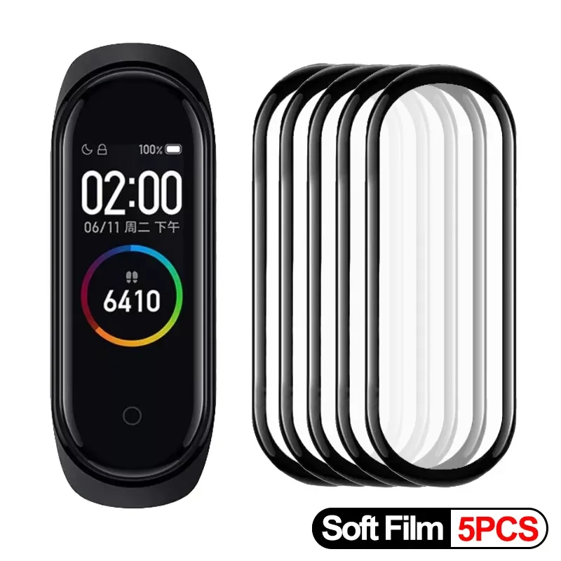 

10D Full Curved watch Film for Xiaomi MI band 4 5 6 Screen Protector for Miband 4 5 6 Soft Screen Protective Watch Accessories