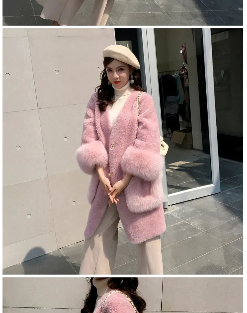 Women Warm Luxury Faux Mink Fur Trench Coat Imitation Fox Fur Jacket Cardigan Pockets Single-breasted Fleece Furry Tops Abrigos