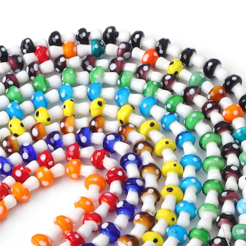 

14/18/20mm Lampwork Glass Mushroom Beads For Jewelry Making DIY Bracelet Rings Accessories Crystal Loose Spacer Beads Wholesale