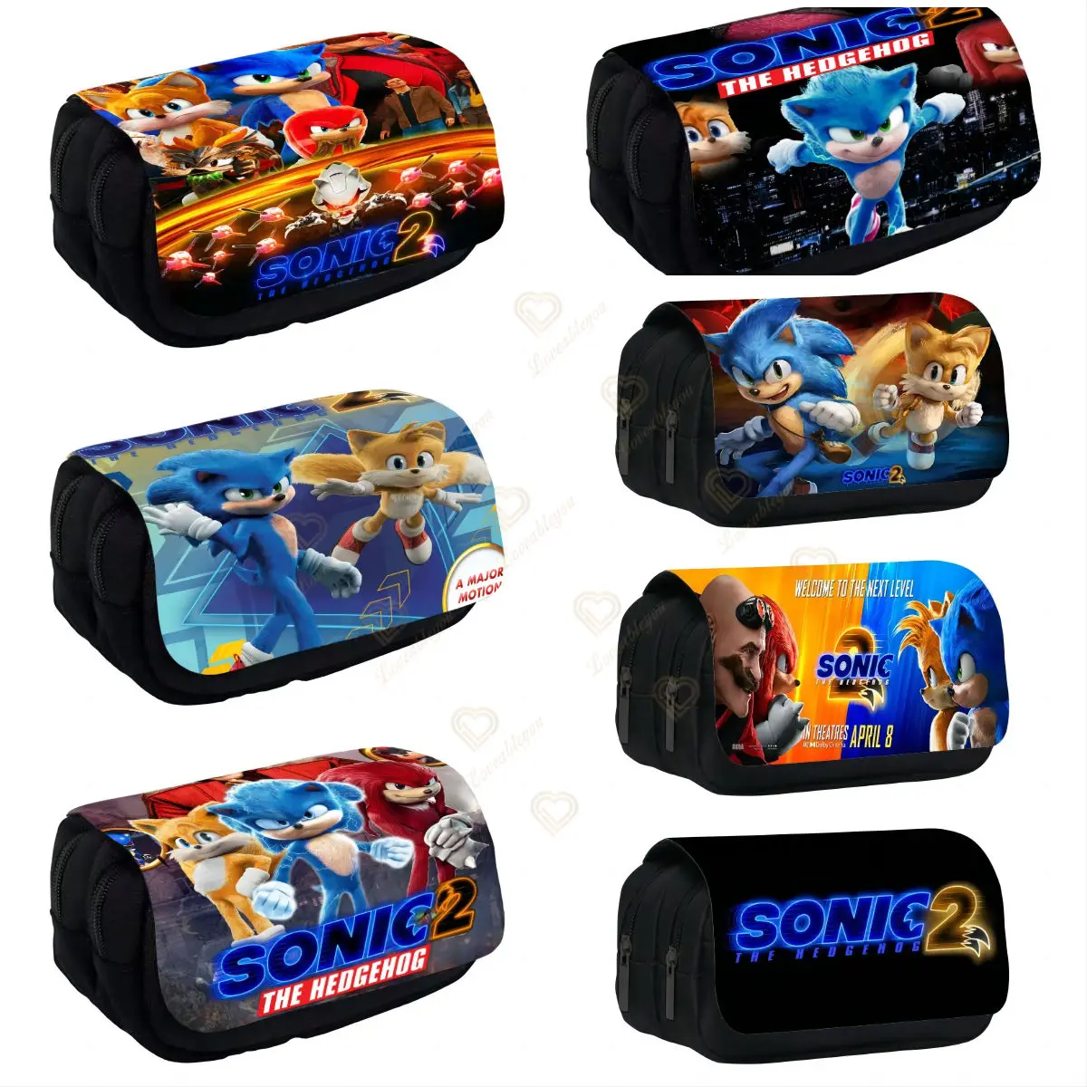 

3D Anime Sonic Pencil Case Pikachu Cute Sonic Cartoon Stationery Box Student Men Women Canvas Pencil Case School Supplies