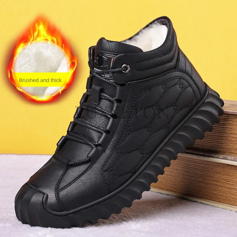 

Men Winter Snow Boots Waterproof Leather Casual Shoes Super Warm Men's Boots Outdoor Non-slip Male Hiking Boots Work Shoes