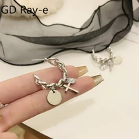 vintage cross chain hoop earrings for women multi charms tassel earrings chain link bar party girls punk fashion jewelry 1511