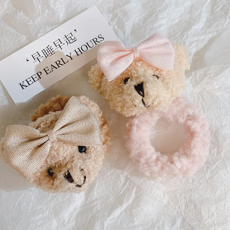 

Cute Hair Clip Bear Internet Celebrity Plush Fashion Bands Accessories Tie For Clips Band New Headwear Apparel