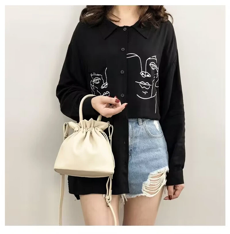 women Crossbody Bags drawstring bucket bag simple portable shoulder bag female trendy mobile phone cosmetic bag