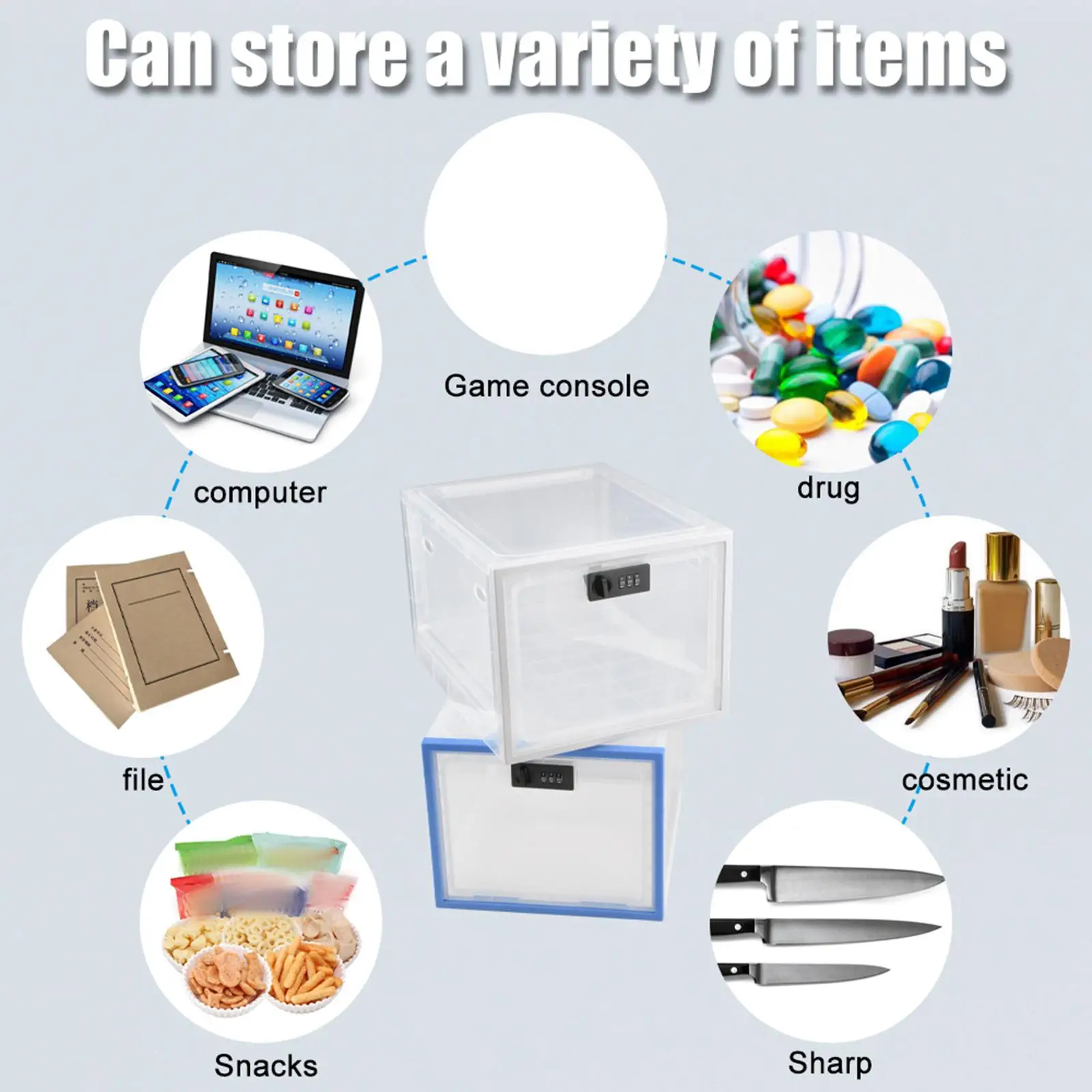 1x запираемая коробка запираемый ящик для хранения штабелируемый пластиковый