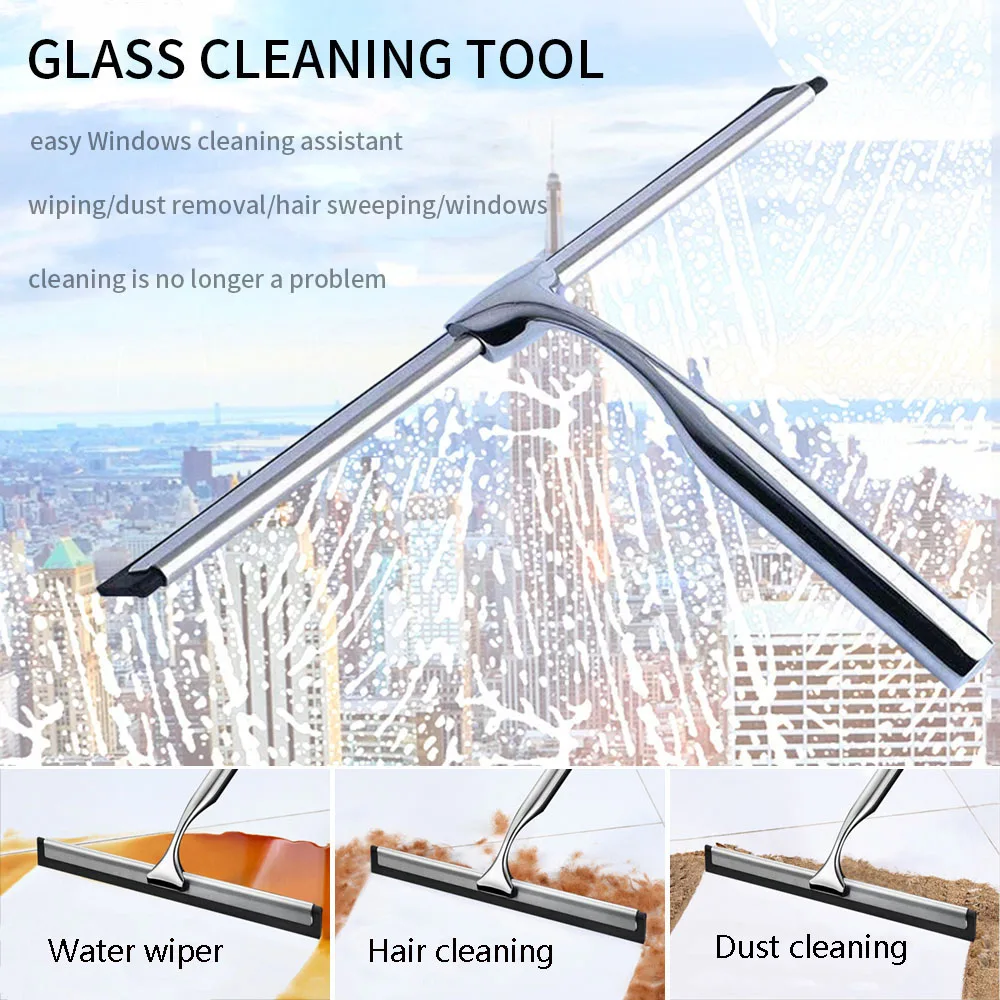 

Shower Squeegee Window Glass Wiper Scraper Cleaner with Silicone Blade & Holder Hook for Bathroom Kitchen Car Glass