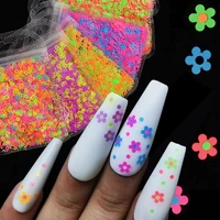 3d mixed color fluorescence manicure 4mm hollow flower nail sequins sparkly glitter fashion ins beauty nail art decoration