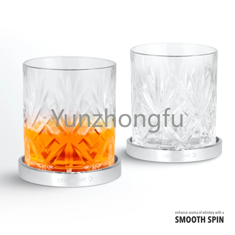 

Creative Rotating Stainless Steel Coaster Improve Tasting Aroma Personalised Whiskey Glass for Client Corporate Gift