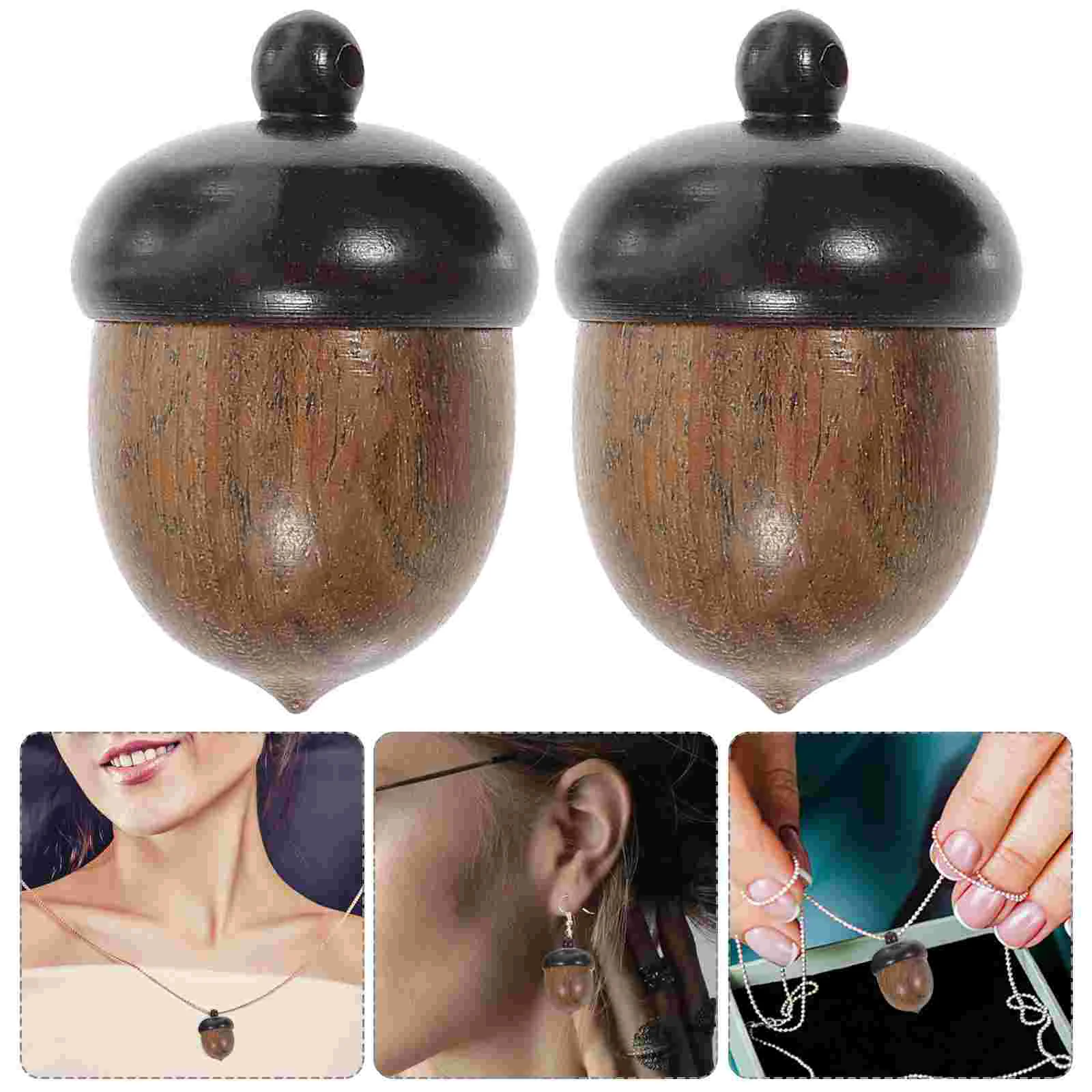

Wooden Nut Hanger DIY Accessory Mini Acorn Ornament Pendant Decorative Necklace Tiny Containers