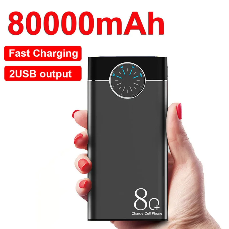 Fast Charging Power Bank 80000mAh High Capacity Portable Charger Digital Display External Battery Flashlikght for iPhone xiaomi