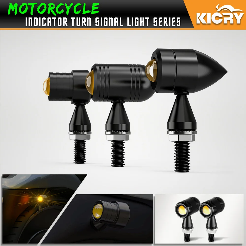 2PCS Chopper Bobber Motorcycle Mini LED Turn Signal Lights F