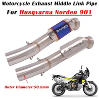 slip on for husqvarna norden 901 motorcycle exhaust escape system modified muffler 51mm middle link pipe with heat shield cover