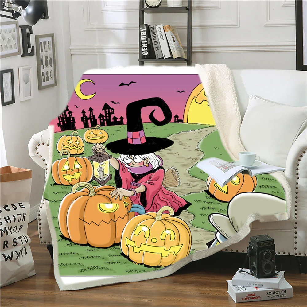 

Флисовое одеяло для подростков, супермягкое покрывало с имитацией тыквы, убийцы всех святых, привидений, для кровати
