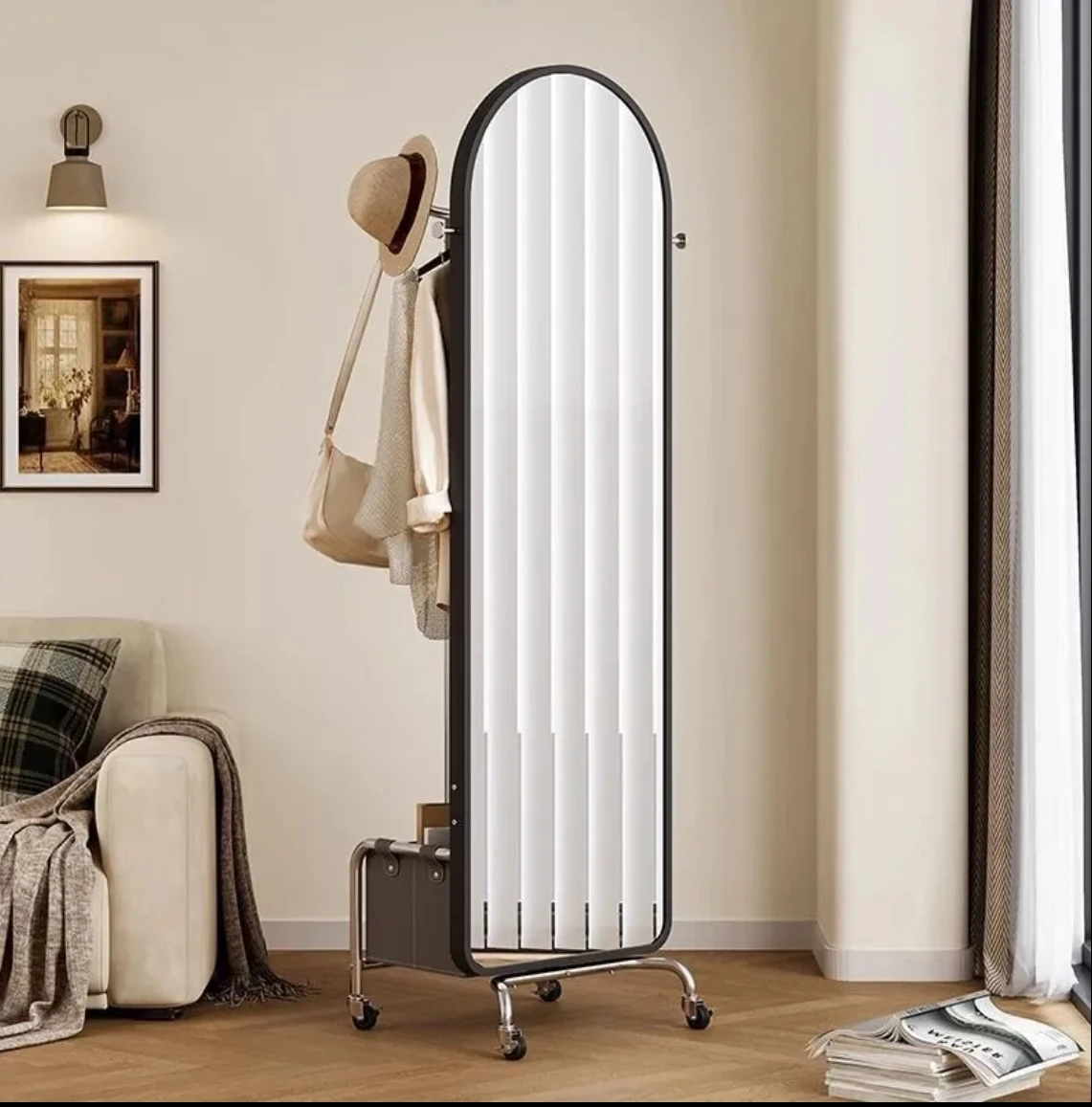 Вешалка для пола многофункциональная вращающаяся подставка одежды с колесами