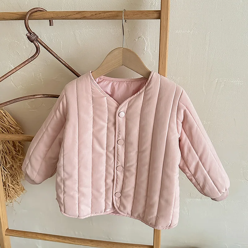 Пуховик теплый однотонный для мальчиков и девочек легкий пуховик с круглым