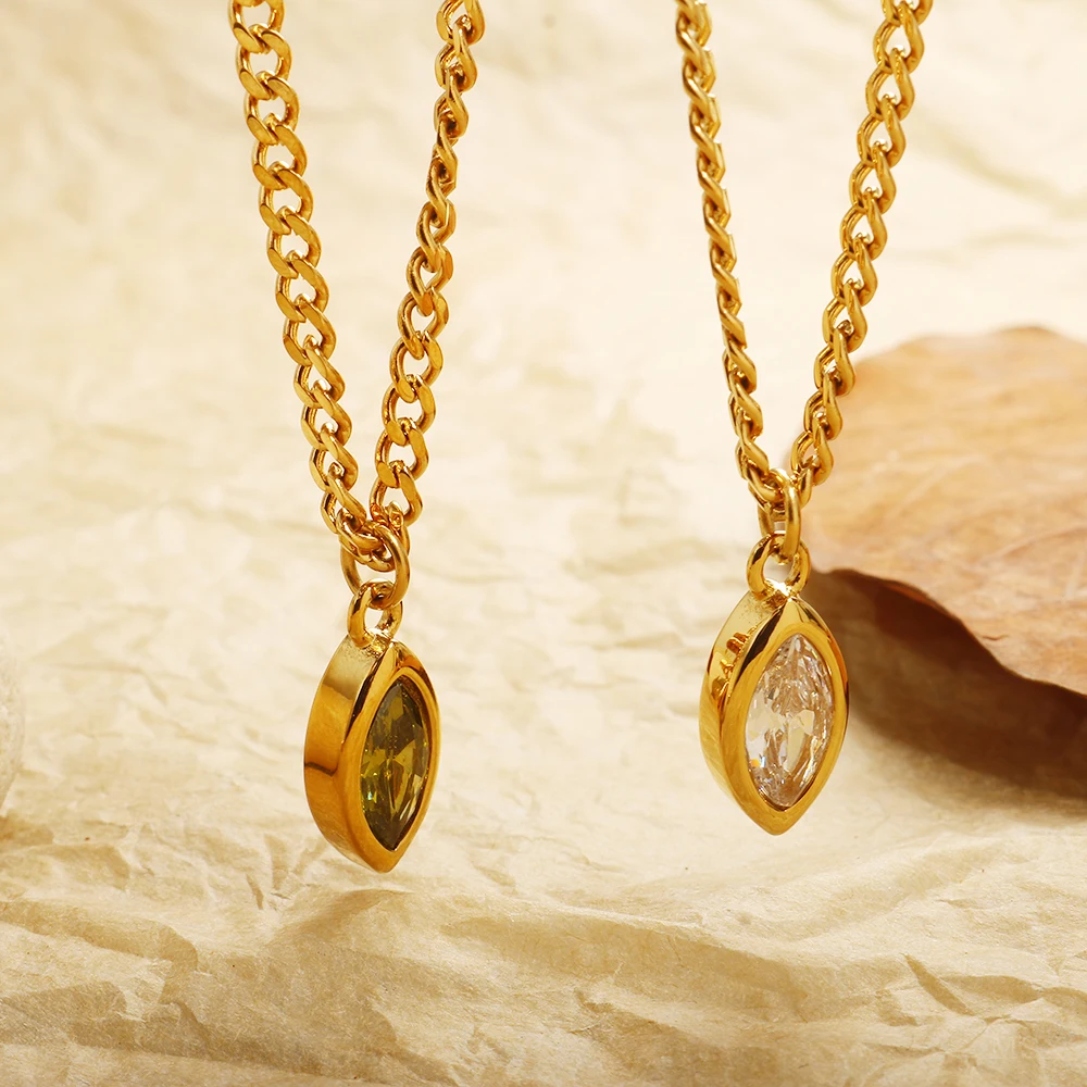 Женское простое роскошное циркониевое ожерелье PVD вакуумный металлический кулон