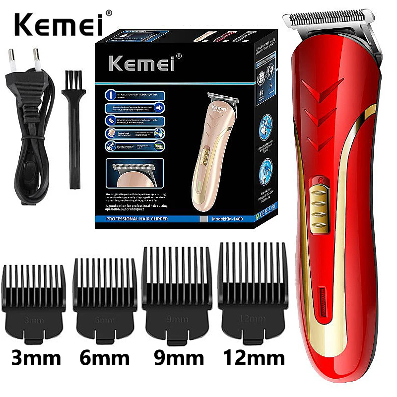 

KEMEI KM-1409 Carbon Steel Head Hair Trimmer EU Plug Rechargeable Electric Razor Men Beard Shaver Electric Hair Clipper