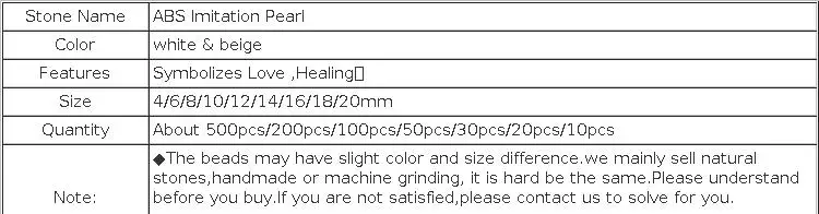 4-20mm White Beige ABS Pearl Bead Imitation Pearl Loose Round Spacer Beads Crafts For Fashion Jewelry Making DIY Imitation Beads