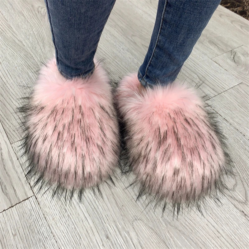 New Fluffy Fur Slippers Women Summer Warm Shoes 2023 Solid Color Versatile Lovely Casual Footwear Soft Chinelos Planos