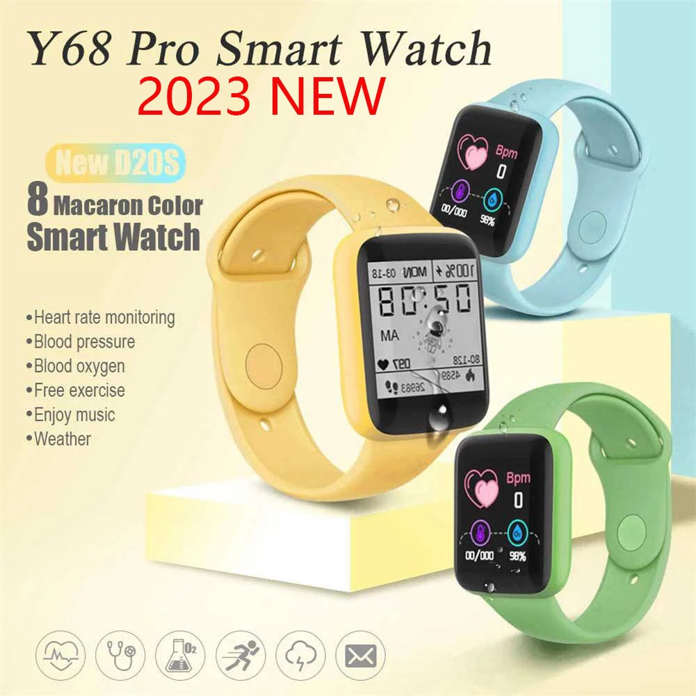 

Y68 Pro Bluetooth Smart Watch Heart Rate Monitor Men Women Fitness Tracker Watch With 1.44 Inch macaron pk D20 D13 D18 M6 M7 M5