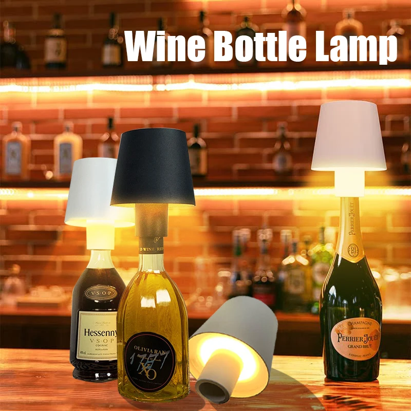 

Wireless Wine Bottle Lamp Rechargeable LED Bar Lamp Removable Dining Mushroom Night Light for Table/Desk/Restaurant/Home Decor