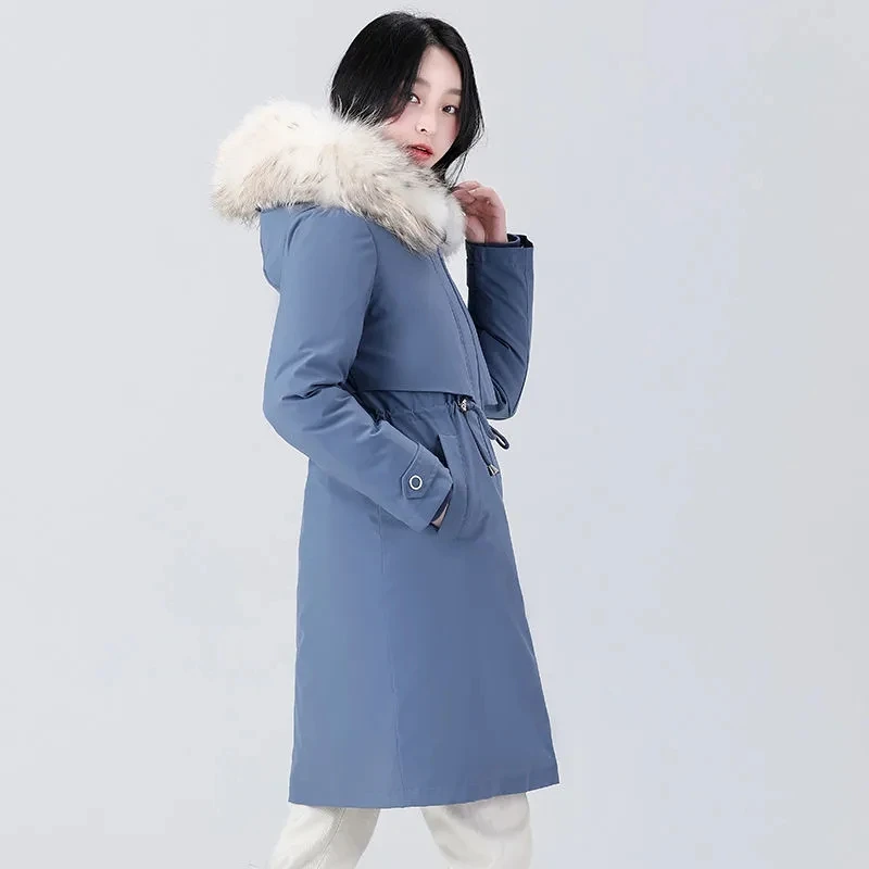 Down Jacket Womens 2022 Korean Fashion Slim All-match Casual White Duck Down Coat Women Large Size Thick Warm Long Parkas