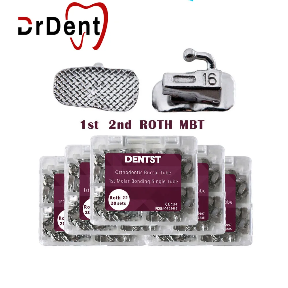 

Стоматологическая Ортодонтическая букальная трубка DENTST 1-й 2-й молярный моноблочный нетрансформируемый рот MBT 0,022 0,018 Dentst 50 комплектов