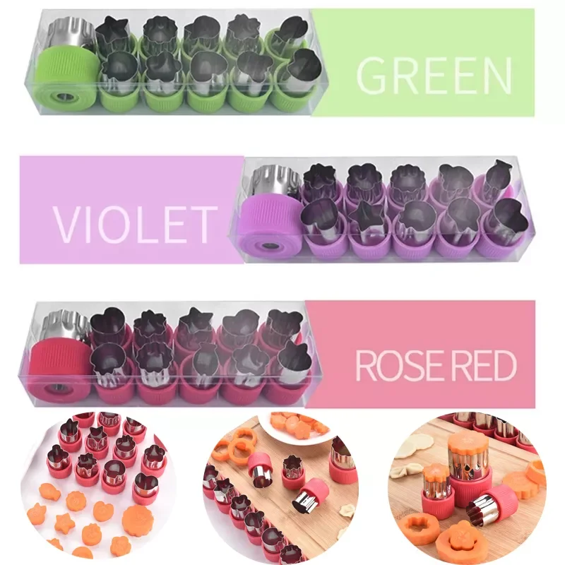 

2023NEW Fruit Vegetable Cutter Mold Flowers Cartoon Shape Cutting Mold with Handle Stainless Steel Vegetable Cutting Tools