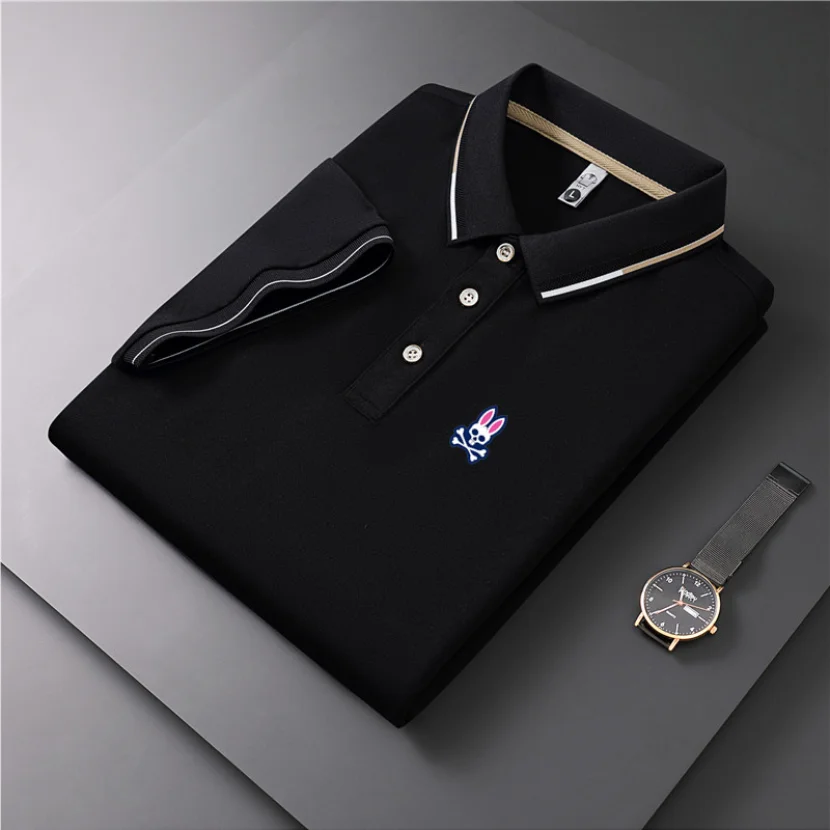 

High Quality Men Polo Shirt Summer T-Shirt Lapel Short Sleeve Fashion Tops Micro Standard Ghost Rabbit Print Business Polo Shirt