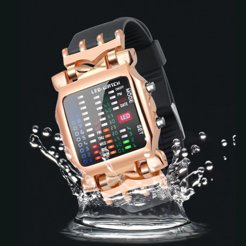 

Fashion Men Watches Sports LED Luminous Binary Digital Watches Waterproof Clock New Watch for Men Relogio Masculino