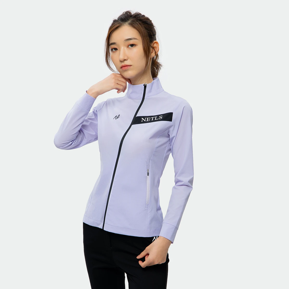 

Autumn ladies golf sports jacket, fashionable style with diagonal zipper,golf wear for women