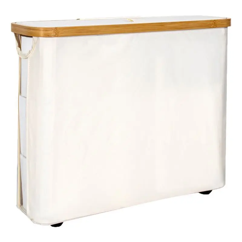 

Винтажная холщовая корзина для хранения с бамбуковым каркасом