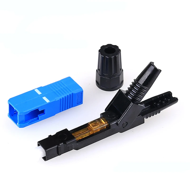 Free Shipping 100PCS  FTTH Embedded Fiber Optic Fast Connector Single Mode Fiber Optic Adapter SC UPC Cold Connection Quick Fiel