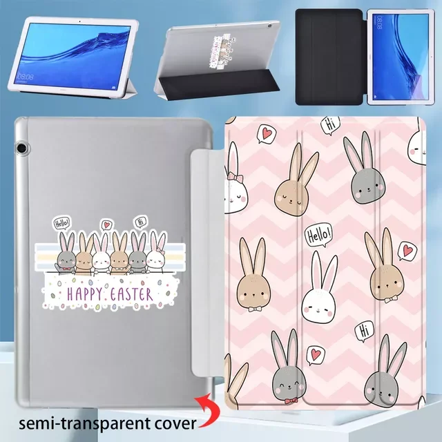 

Cute Cartoon Case for Huawei MediaPad T3 10 9.6-inch PU Leather Folding Trifold Stand Cover for MediaPad T5 10 10.1-inch