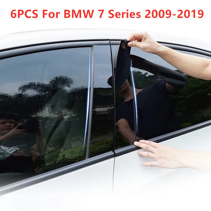 

6pcs/Set Car Door Window Pillar Posts Glossy Black Pillar Molding Cover Trim For BMW 7 Series 2009-2019
