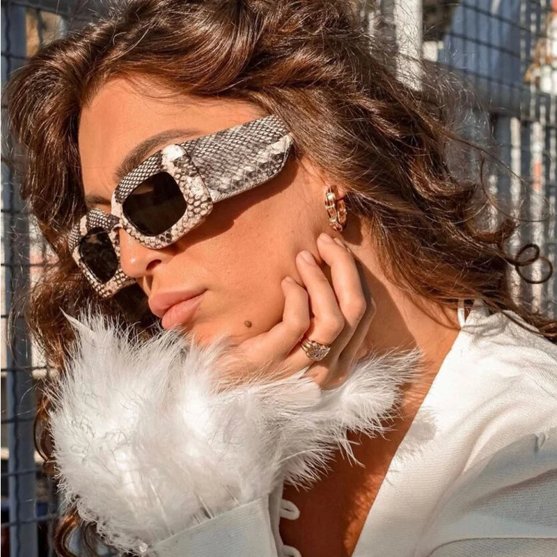 

Modern Retro Snakeskin Women Sunglasses Ladies INS Style Wide Leg Sun Glasses Versatile Trendy Sunglasses UV400