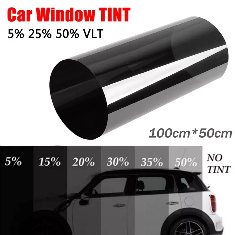 

5% 25% 50% VLT Light Transmission Car Window Tint Film UV Protector Auto Home Sun Shade Sticker Anti-UV Decals 100*50cm
